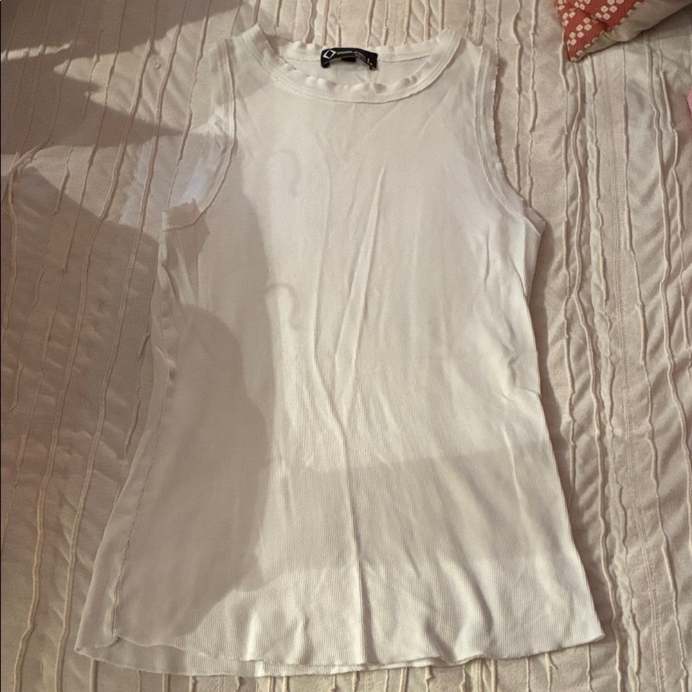 Women’s White Ribbed Sleeveless Tank Top - Lightweight Essential